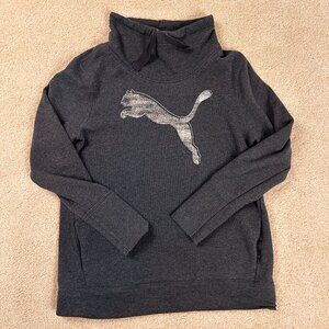 Puma Women's Pullover Sweatshirt High Neck Gray Logo Size XL